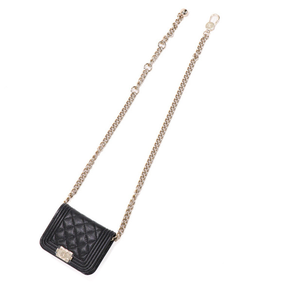 Chanel Bag Shoulder Mini Pouch Black Chain Boy - Picture 12 of 12